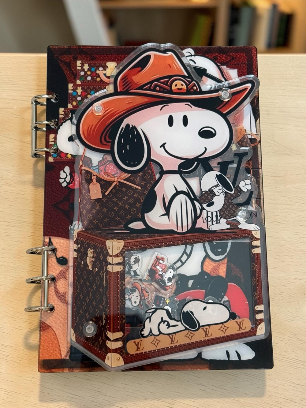 NIP Snoopy Cowboy A6 Shaker 6-Ring Binder Journal Cover